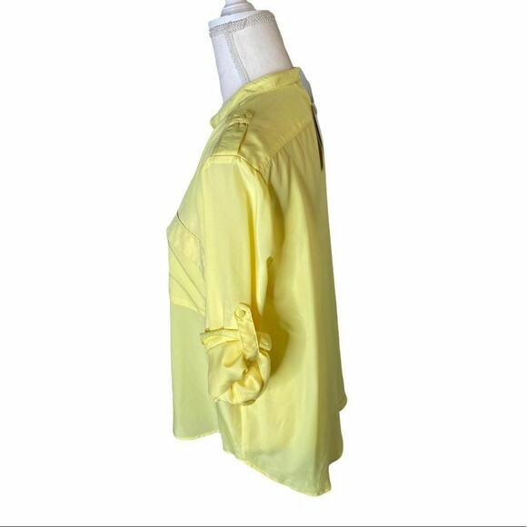 HARVE BENARD sunlight shirt Buttonsdown shirt sz XL rollover sleeve blouse - Picture 2 of 8